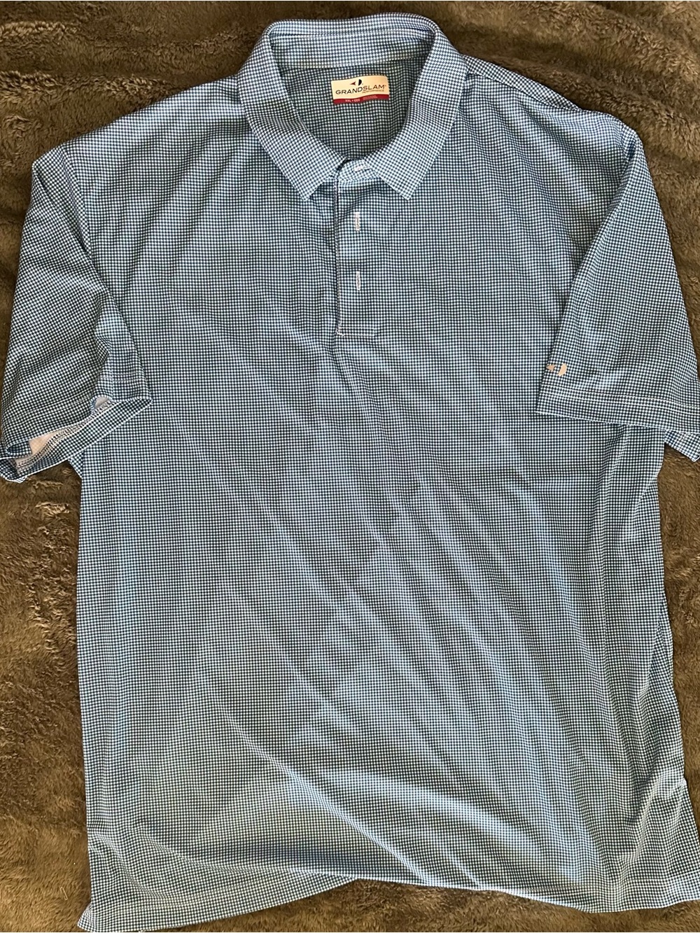 Grand Slam Blue Micro-Check Polo Shirt